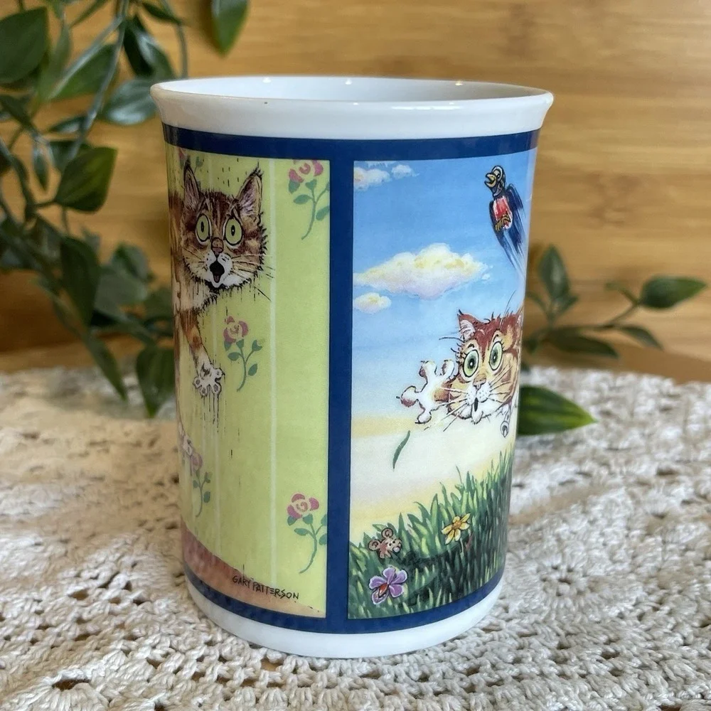 Gary Patterson Comical Cats Surprise Mug Danbury Mint Tail Handle Vintage 1993